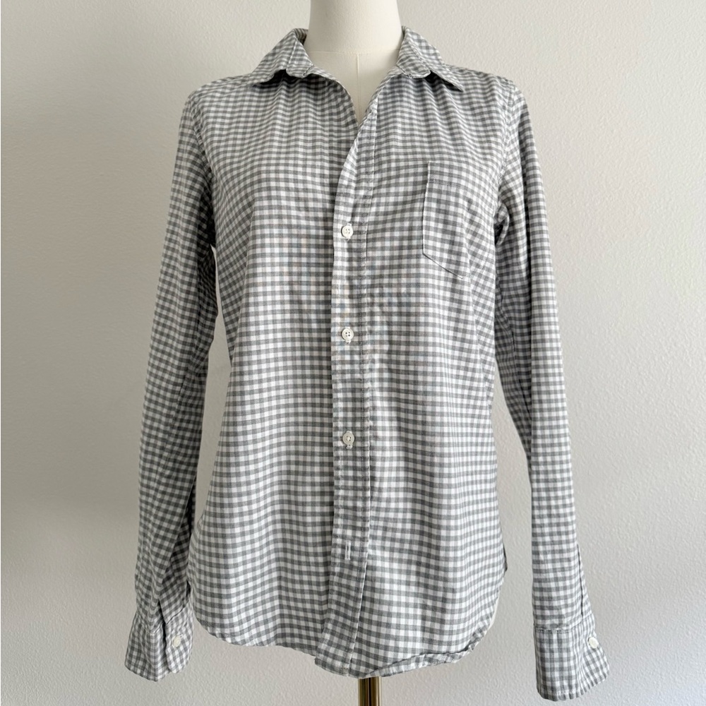 Frank & Eileen Barry Gray Check Gingham‎ Button Down Shirt Women’s Sz S